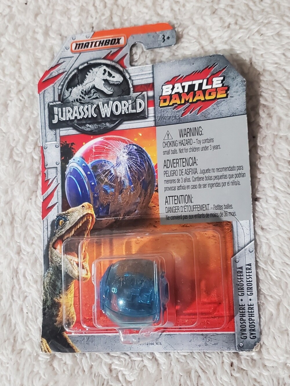 Matchbox Jurassic World Battle Damage Blue Toy Car